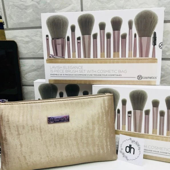 ✨ Set od 15 profesionalnih četkica za šminkanje + kozmetička torbica ✨