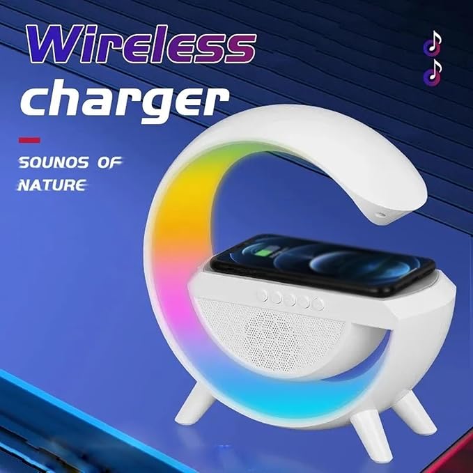 Bluetooth zvučnik + RGB lampa + Alarm sat + Radio + Bežični punjač – 5 u 1 multifunkcionalni uređaj