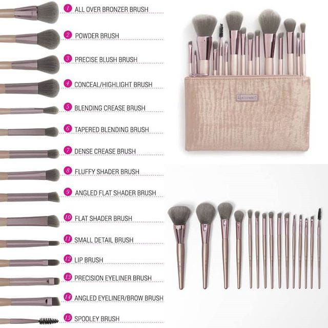 ✨ Set od 15 profesionalnih četkica za šminkanje + kozmetička torbica ✨