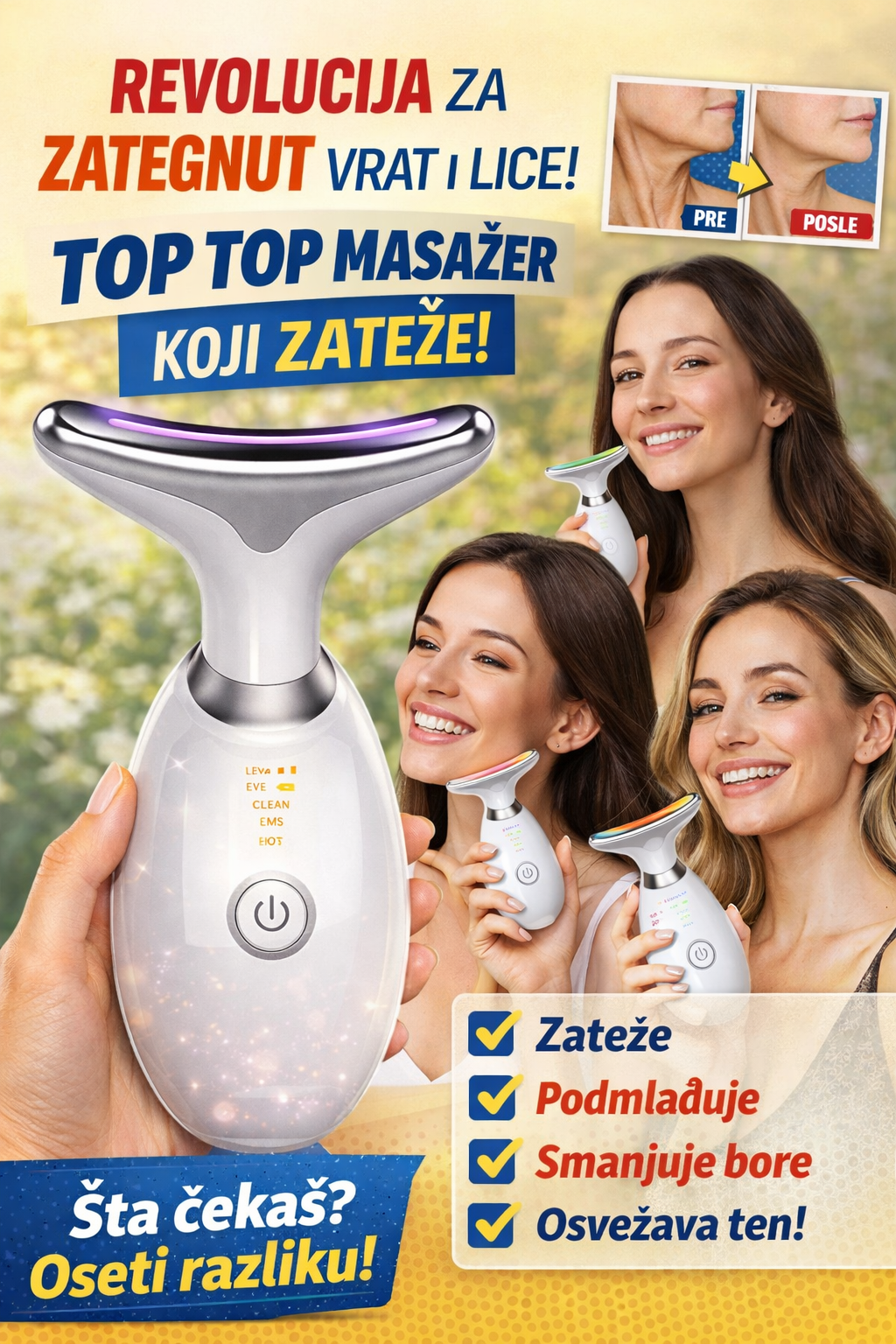 Masažer za učvršćivanje vrata i lica