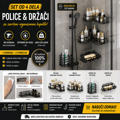 Police držači za kupatilo - set od 4 delova samo akcija 1699 din !!!