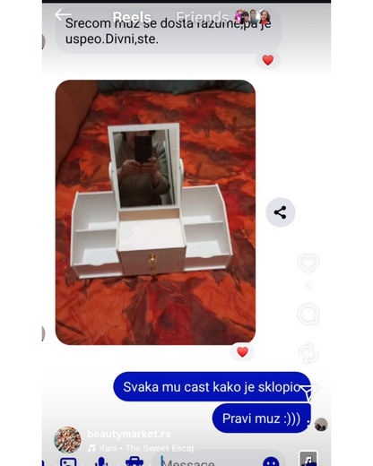 Organizer za šminku i nakit sa ogledalom