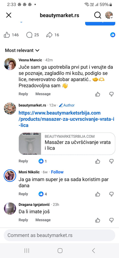Masažer za učvršćivanje vrata i lica
